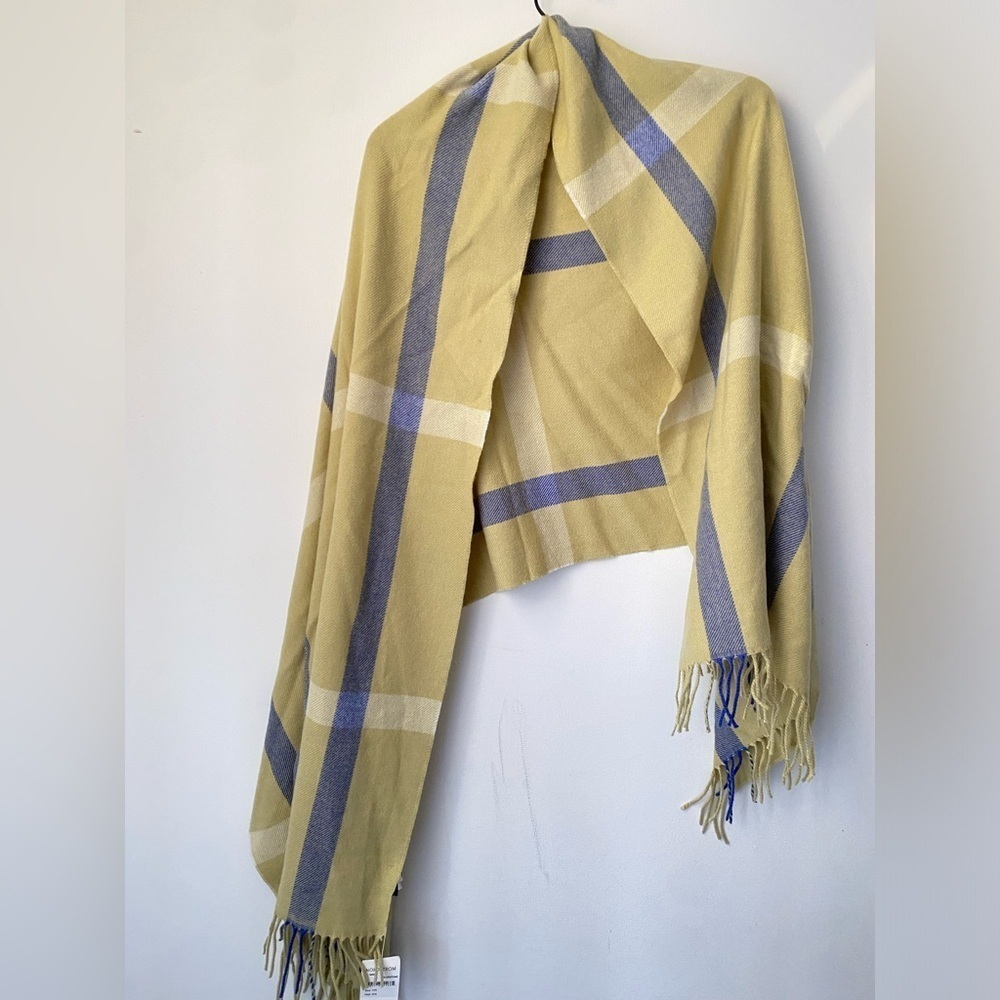 Madewell Sweater Women’s One Size Green Plaid Resourced Cape Shawl NWT
